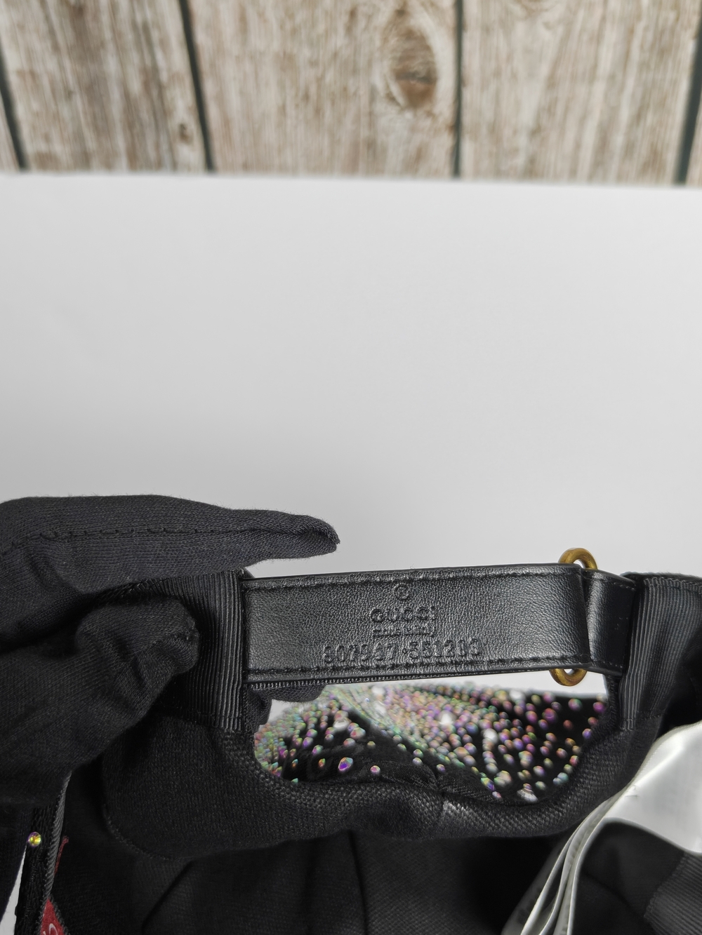Gucci black monogram gg rhinestone cap - Picture 6 of 6